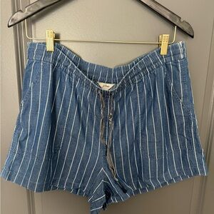 J.Crew Blue and White Striped Pull-On Shorts Size: L